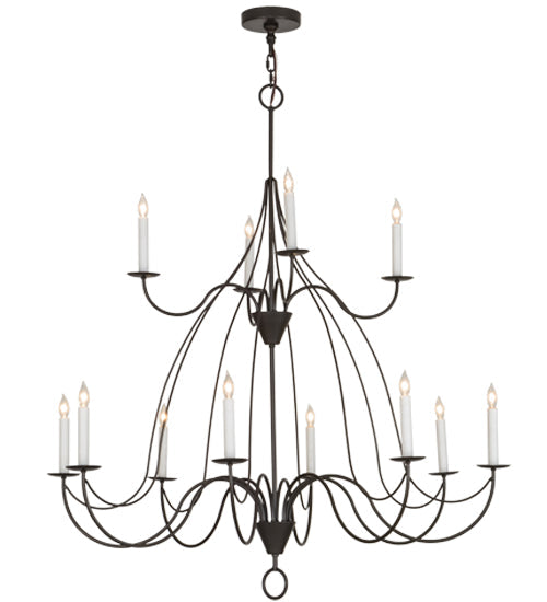 Meyda Lighting Polonaise 48" 12-Light 2-Tier Timeless Bronze Chandelier With White Faux Candlelight