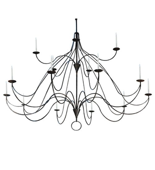 Meyda Lighting Polonaise 96" 15-Light 2-Tier Coffee Bean Chandelier With Faux Candlelight