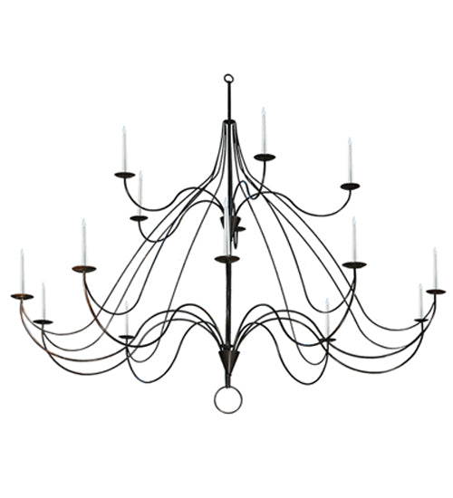 Meyda Lighting Polonaise 96" 15-Light 2-Tier Coffee Bean Chandelier With Faux Candlelight