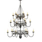 Meyda Lighting Polonella 48" 18-Light 3-Tier Antique Iron Gate Chandelier With Ivory Faux Candlelight