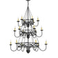 Meyda Lighting Polonella 48" 18-Light 3-Tier Antique Iron Gate Chandelier With Ivory Faux Candlelight