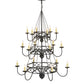 Meyda Lighting Polonella 48" 18-Light 3-Tier Antique Iron Gate Chandelier With Ivory Faux Candlelight