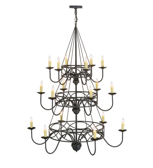 Meyda Lighting Polonella 48" 18-Light 3-Tier Antique Iron Gate Chandelier With Ivory Faux Candlelight