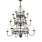 Meyda Lighting Polonella 48" 18-Light 3-Tier Antique Iron Gate Chandelier With Ivory Faux Candlelight