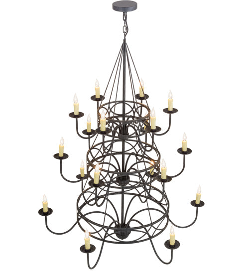 Meyda Lighting Polonella 48" 18-Light 3-Tier Antique Iron Gate Chandelier With Ivory Faux Candlelight