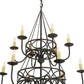 Meyda Lighting Polonella 48" 18-Light 3-Tier Antique Iron Gate Chandelier With Ivory Faux Candlelight
