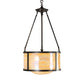 Meyda Lighting Pomona 18" 4-Light Craftsman Brown Inverted Pendant Light With Beige Iridescent Shade Glass