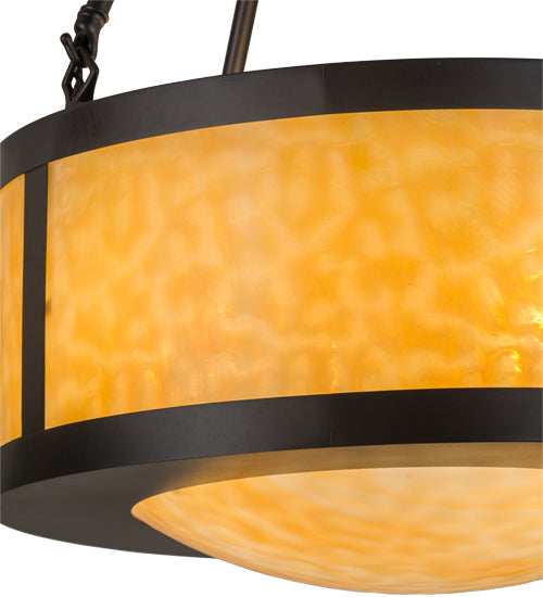Meyda Lighting Pomona 18" 4-Light Craftsman Brown Semi-flush Mount Ceiling Light With Beige Art Shade Glass