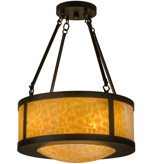 Meyda Lighting Pomona 18" 4-Light Craftsman Brown Semi-flush Mount Ceiling Light With Beige Art Shade Glass
