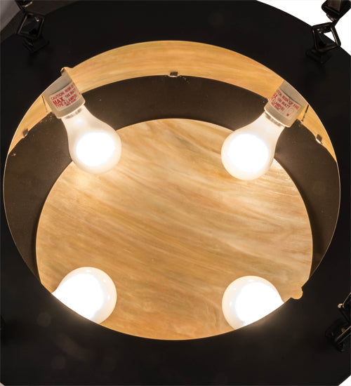 Meyda Lighting Pomona 18" 4-Light Craftsman Brown Semi-flush Mount Light With Beige Iridescent Shade Glass