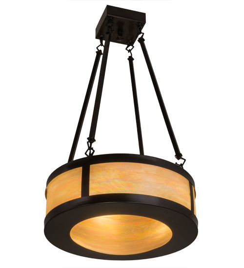 Meyda Lighting Pomona 18" 4-Light Craftsman Brown Semi-flush Mount Light With Beige Iridescent Shade Glass