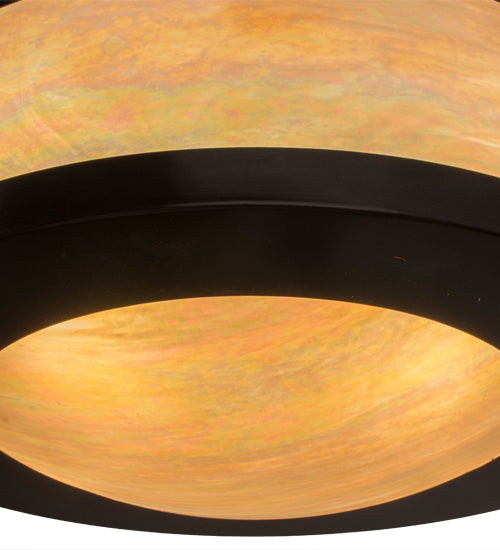 Meyda Lighting Pomona 18" 4-Light Craftsman Brown Semi-flush Mount Light With Beige Iridescent Shade Glass