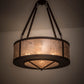 Meyda Lighting Pomona 28" 4-Light Cafe Noir Inverted Pendant Light With Silver Mica Shade Glass