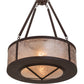 Meyda Lighting Pomona 28" 4-Light Cafe Noir Inverted Pendant Light With Silver Mica Shade Glass
