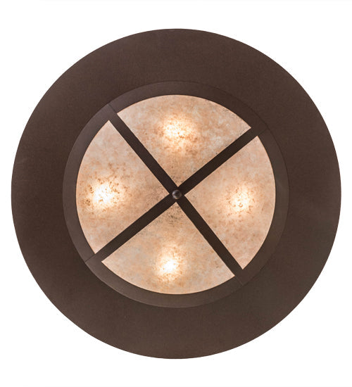 Meyda Lighting Pomona 28" 4-Light Cafe Noir Inverted Pendant Light With Silver Mica Shade Glass