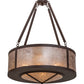 Meyda Lighting Pomona 28" 4-Light Cafe Noir Inverted Pendant Light With Silver Mica Shade Glass