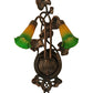 Meyda Lighting Pond Lily 11" 2-Light Mahogany Bronze Wall Sconce With Amber & Green Shade Glass