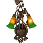 Meyda Lighting Pond Lily 11" 2-Light Mahogany Bronze Wall Sconce With Amber & Green Shade Glass