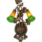 Meyda Lighting Pond Lily 11" 2-Light Mahogany Bronze Wall Sconce With Amber & Green Shade Glass