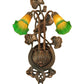 Meyda Lighting Pond Lily 11" 2-Light Mahogany Bronze Wall Sconce With Amber & Green Shade Glass