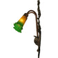Meyda Lighting Pond Lily 11" 2-Light Mahogany Bronze Wall Sconce With Amber & Green Shade Glass