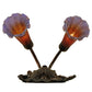 Meyda Lighting Pond Lily 11" 2-Light Mahogany Bronze Wall Sconce With Amber & Violet Shade Glass
