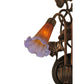 Meyda Lighting Pond Lily 11" 2-Light Mahogany Bronze Wall Sconce With Amber & Violet Shade Glass