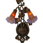 Meyda Lighting Pond Lily 11" 2-Light Mahogany Bronze Wall Sconce With Amber & Violet Shade Glass