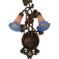 Meyda Lighting Pond Lily 11" 2-Light Mahogany Bronze Wall Sconce With Indigo Blue & Pink Shade Glass
