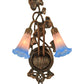 Meyda Lighting Pond Lily 11" 2-Light Mahogany Bronze Wall Sconce With Indigo Blue & Pink Shade Glass