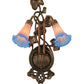 Meyda Lighting Pond Lily 11" 2-Light Mahogany Bronze Wall Sconce With Indigo Blue & Pink Shade Glass