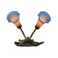 Meyda Lighting Pond Lily 11" 2-Light Mahogany Bronze Wall Sconce With Indigo Blue & Pink Shade Glass