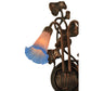 Meyda Lighting Pond Lily 11" 2-Light Mahogany Bronze Wall Sconce With Indigo Blue & Pink Shade Glass
