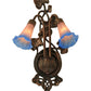 Meyda Lighting Pond Lily 11" 2-Light Mahogany Bronze Wall Sconce With Indigo Blue & Pink Shade Glass