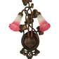 Meyda Lighting Pond Lily 11" 2-Light Mahogany Bronze Wall Sconce With Pink & White Shade Glass