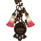Meyda Lighting Pond Lily 11" 2-Light Mahogany Bronze Wall Sconce With Pink & White Shade Glass