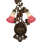 Meyda Lighting Pond Lily 11" 2-Light Mahogany Bronze Wall Sconce With Pink & White Shade Glass