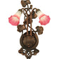 Meyda Lighting Pond Lily 11" 2-Light Mahogany Bronze Wall Sconce With Pink & White Shade Glass