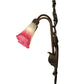 Meyda Lighting Pond Lily 11" 2-Light Mahogany Bronze Wall Sconce With Pink & White Shade Glass