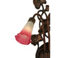 Meyda Lighting Pond Lily 11" 2-Light Mahogany Bronze Wall Sconce With Pink & White Shade Glass