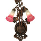 Meyda Lighting Pond Lily 11" 2-Light Mahogany Bronze Wall Sconce With Pink & White Shade Glass