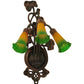 Meyda Lighting Pond Lily 11" 3-Light Mahogany Bronze Wall Sconce With Amber & Green Shade Glass