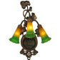 Meyda Lighting Pond Lily 11" 3-Light Mahogany Bronze Wall Sconce With Amber & Green Shade Glass