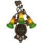 Meyda Lighting Pond Lily 11" 3-Light Mahogany Bronze Wall Sconce With Amber & Green Shade Glass