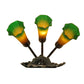 Meyda Lighting Pond Lily 11" 3-Light Mahogany Bronze Wall Sconce With Amber & Green Shade Glass