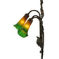 Meyda Lighting Pond Lily 11" 3-Light Mahogany Bronze Wall Sconce With Amber & Green Shade Glass