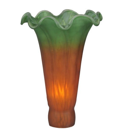 Meyda Lighting Pond Lily 11" 3-Light Mahogany Bronze Wall Sconce With Amber & Green Shade Glass