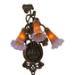 Meyda Lighting Pond Lily 11" 3-Light Mahogany Bronze Wall Sconce With Amber & Purple Shade Glass