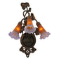 Meyda Lighting Pond Lily 11" 3-Light Mahogany Bronze Wall Sconce With Amber & Purple Shade Glass