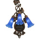 Meyda Lighting Pond Lily 11" 3-Light Mahogany Bronze Wall Sconce With Blue Shade Glass